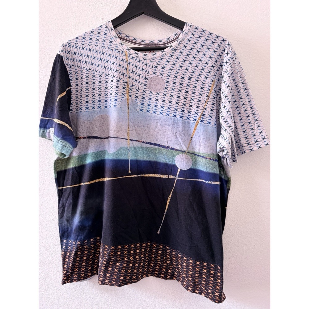 Robert Graham Mens XL Multi Color Abstract Geometric Art Print Short Sleeve Tee